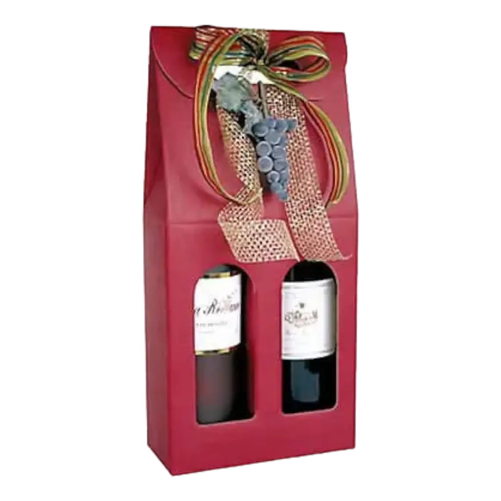 Box 2 Bottiglie con Manico Colore Bordeaux