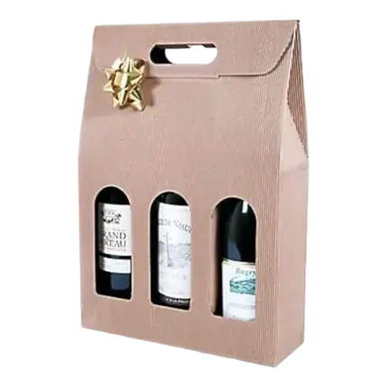 Box 3 Bottiglie con Manico Colore Beige Naturale