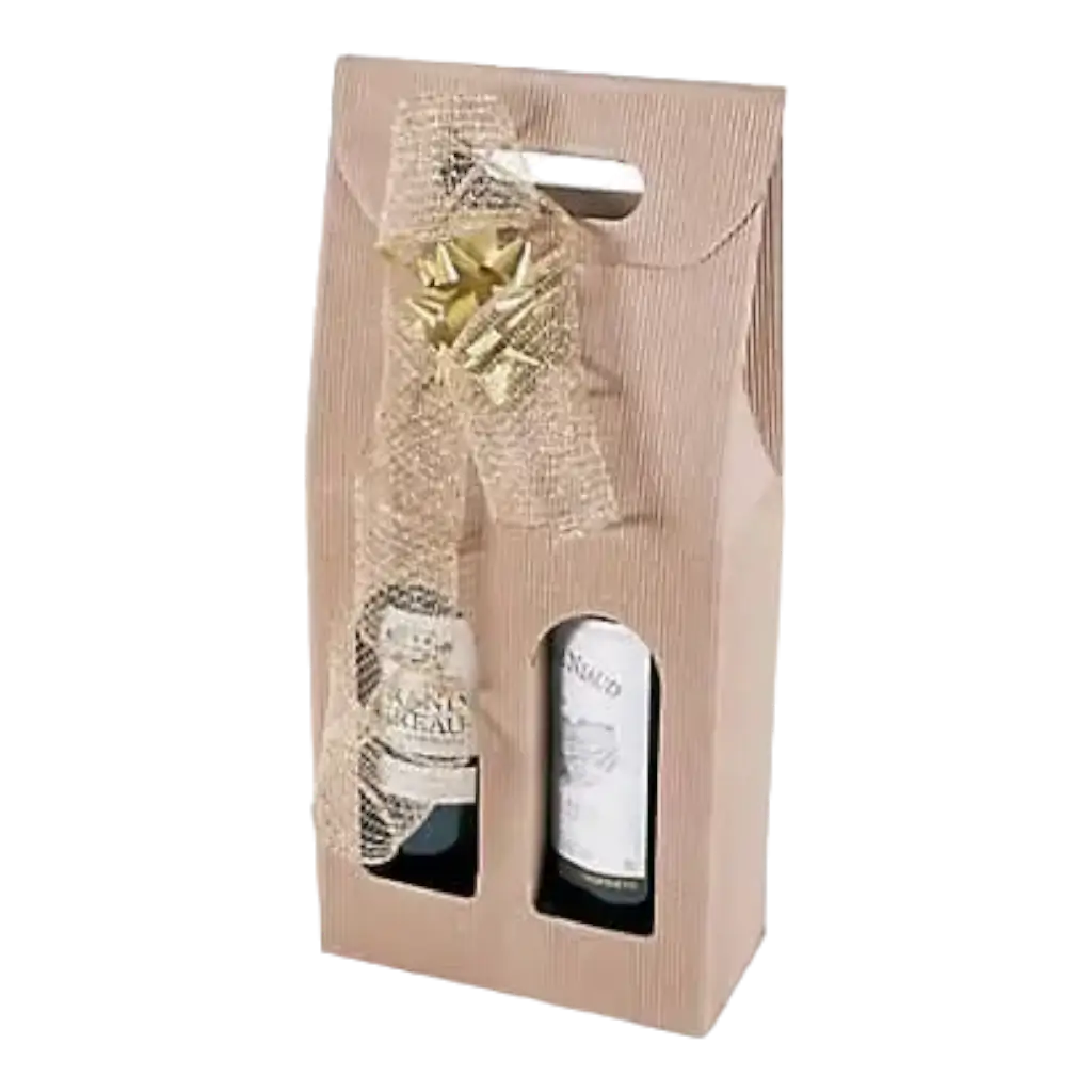 Box 2 Bottiglie con Manico Colore Beige Naturale