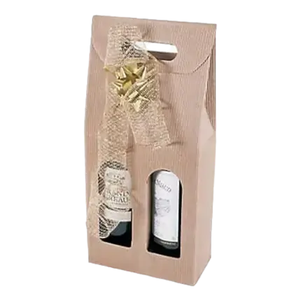 Box 2 Bottiglie con Manico Colore Beige Naturale