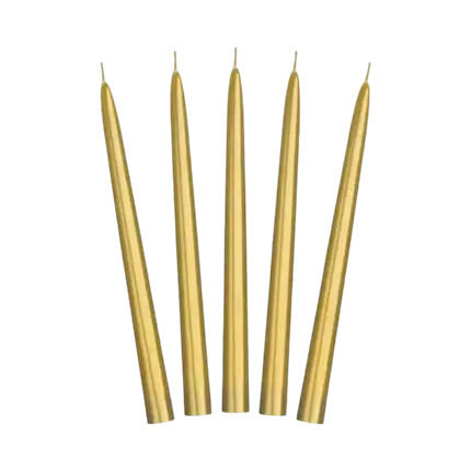 10 candele coniche in oro metallizzato - 24 cm