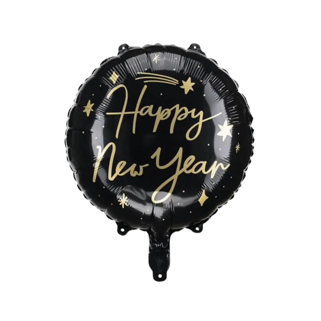 Palloncino in alluminio - HAPPY NEW YEAR - Nero e Oro - 45cm