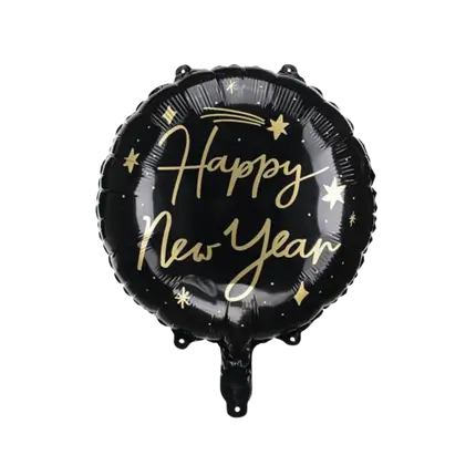 Palloncino in alluminio - HAPPY NEW YEAR - Nero e Oro - 45cm