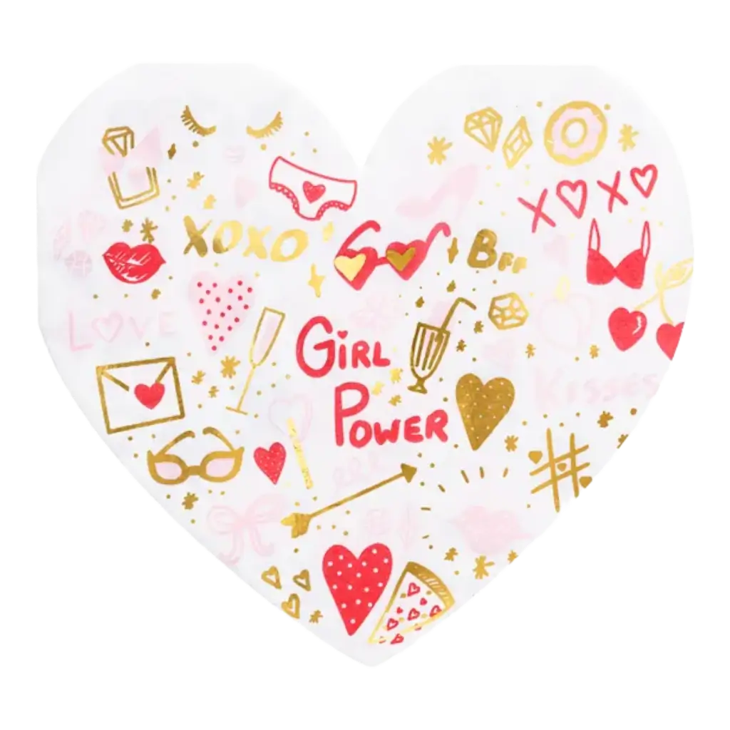 Tovagliolo di carta - Cuore - "GIRL POWER" - 16x15cm