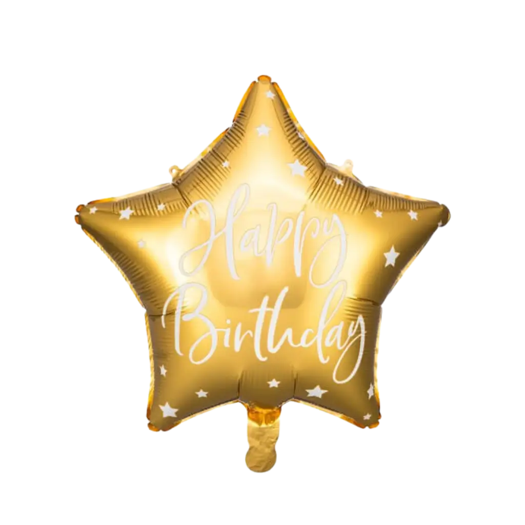 Palloncino Star Mylar - Buon Compleanno - Oro e Bianco - 40cm