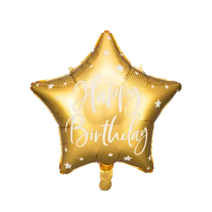 Palloncino Star Mylar - Buon Compleanno - Oro e Bianco - 40cm