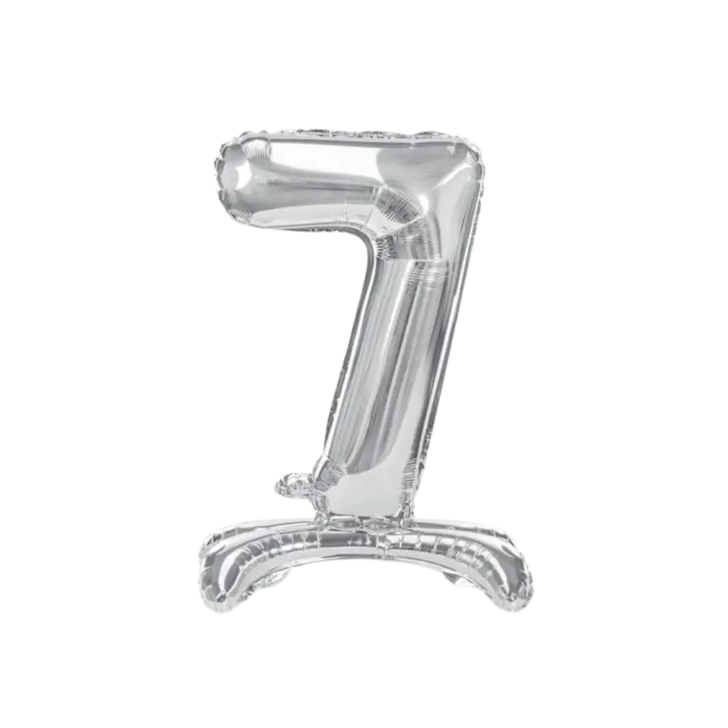 Palloncino Compleanno Numero 7 + Stand Argento 70cm