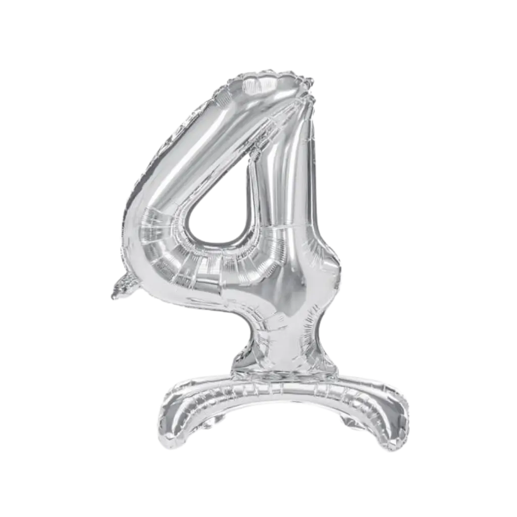 Palloncino Compleanno Numero 4 + Stand Argento 70cm