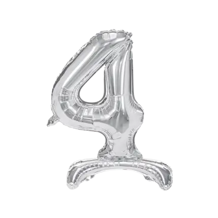 Palloncino Compleanno Numero 4 + Stand Argento 70cm