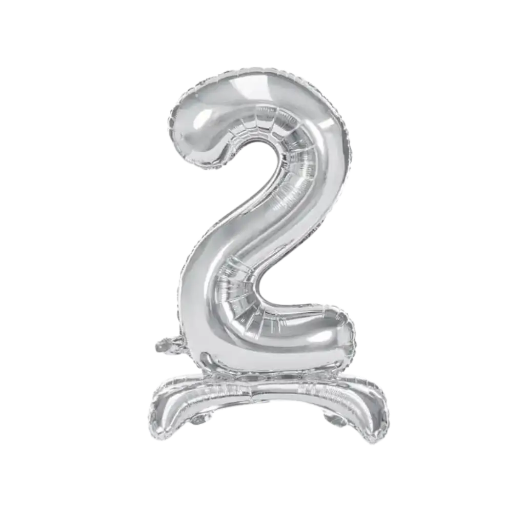 Palloncino Compleanno Numero 2 + Stand Argento 70cm