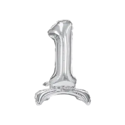 Palloncino Compleanno Numero 1 + Stand Argento 70cm