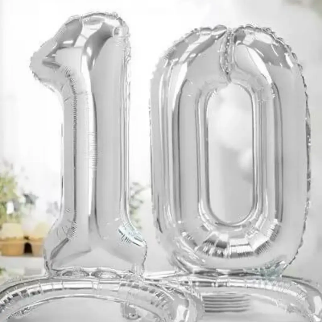 Palloncino Compleanno Numero 0 + Stand Argento 70cm