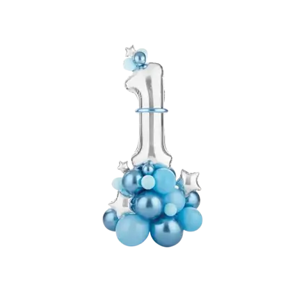 Bouquet di Palloncini Giganti - Numero 1 Blu - 90x140cm