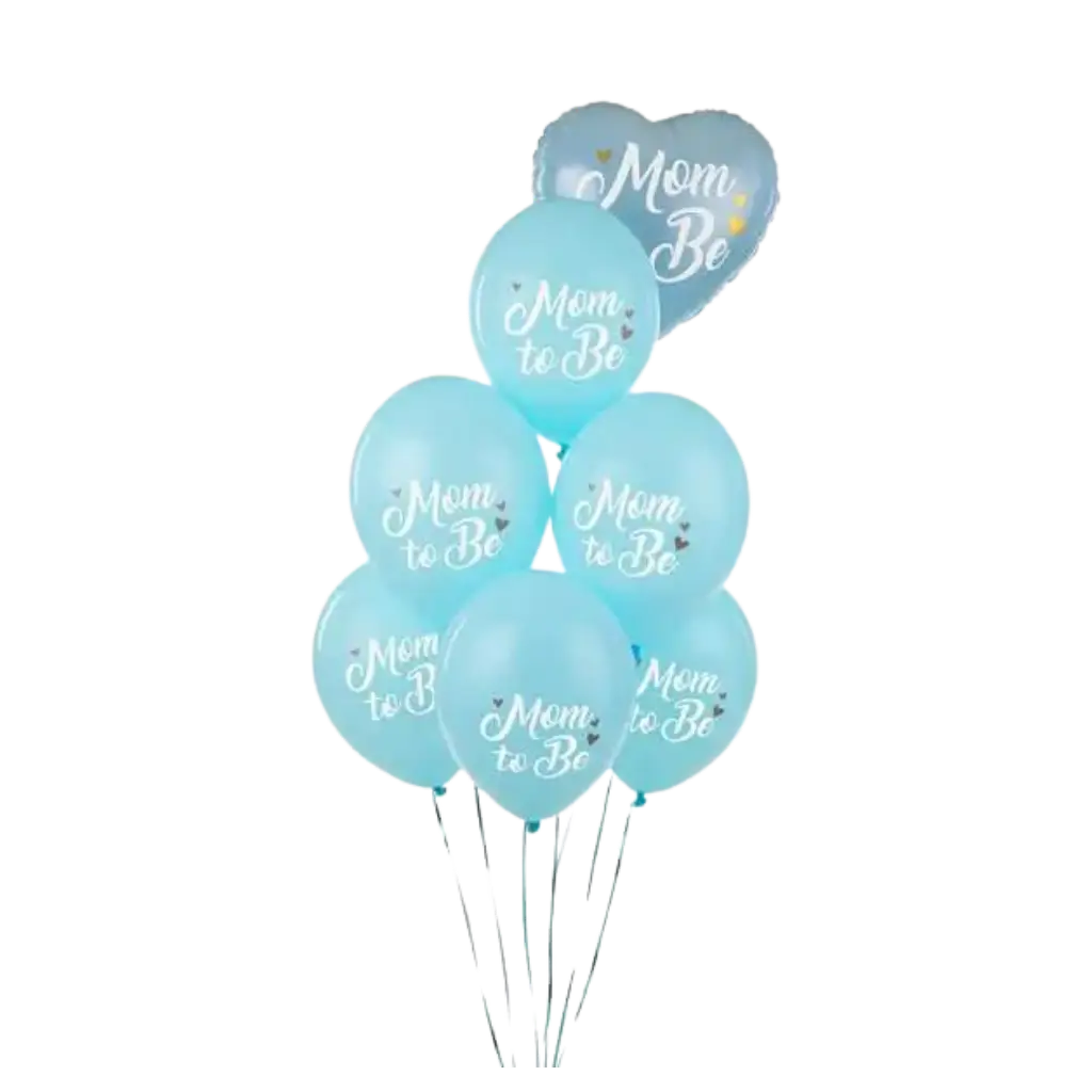 Set di 6 Palloncini Blu "Mum To Be" - 30cm