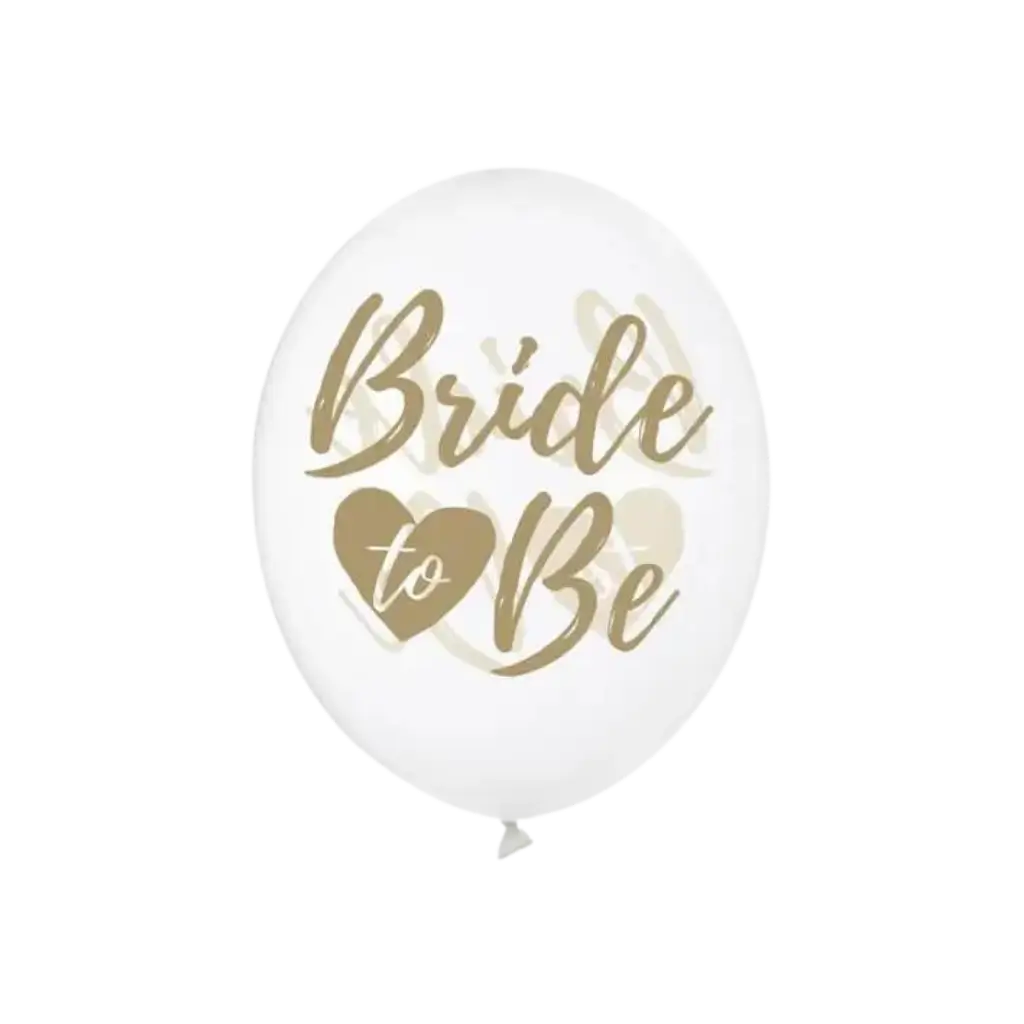 6 palloncini trasparenti con scritta BRIDE TO BE Gold