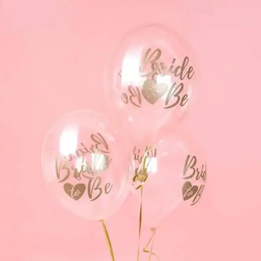 6 palloncini trasparenti con scritta BRIDE TO BE Gold