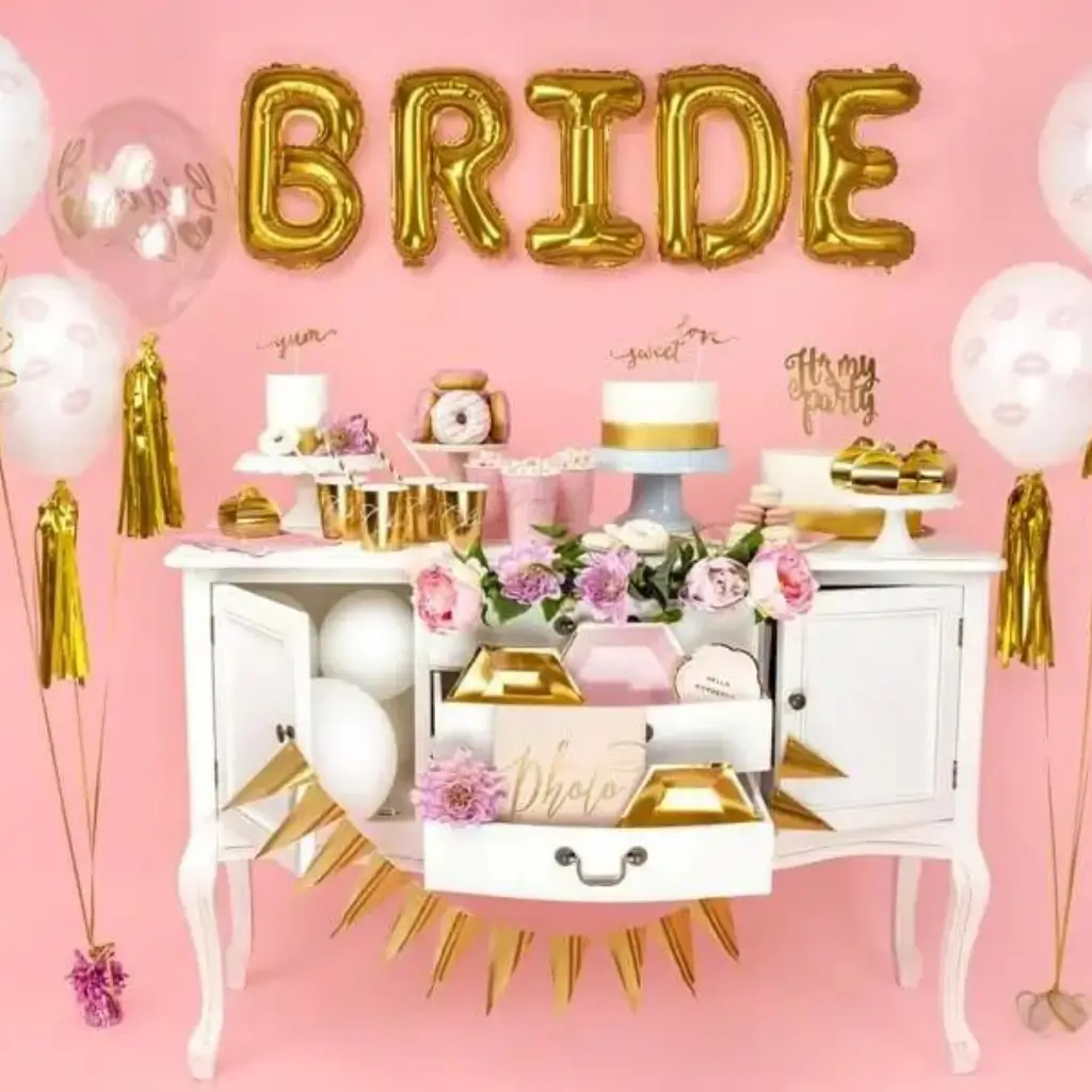 6 palloncini trasparenti con scritta BRIDE TO BE Gold