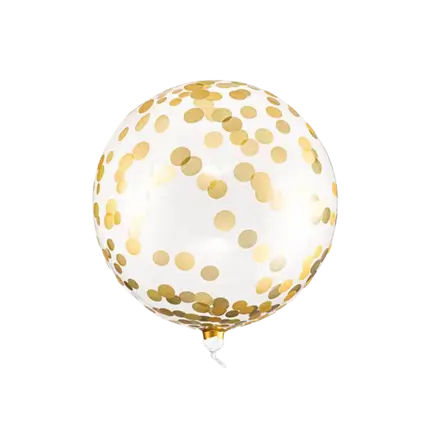 Palloncino Mylar - Trasparente con Pois Oro - 40cm