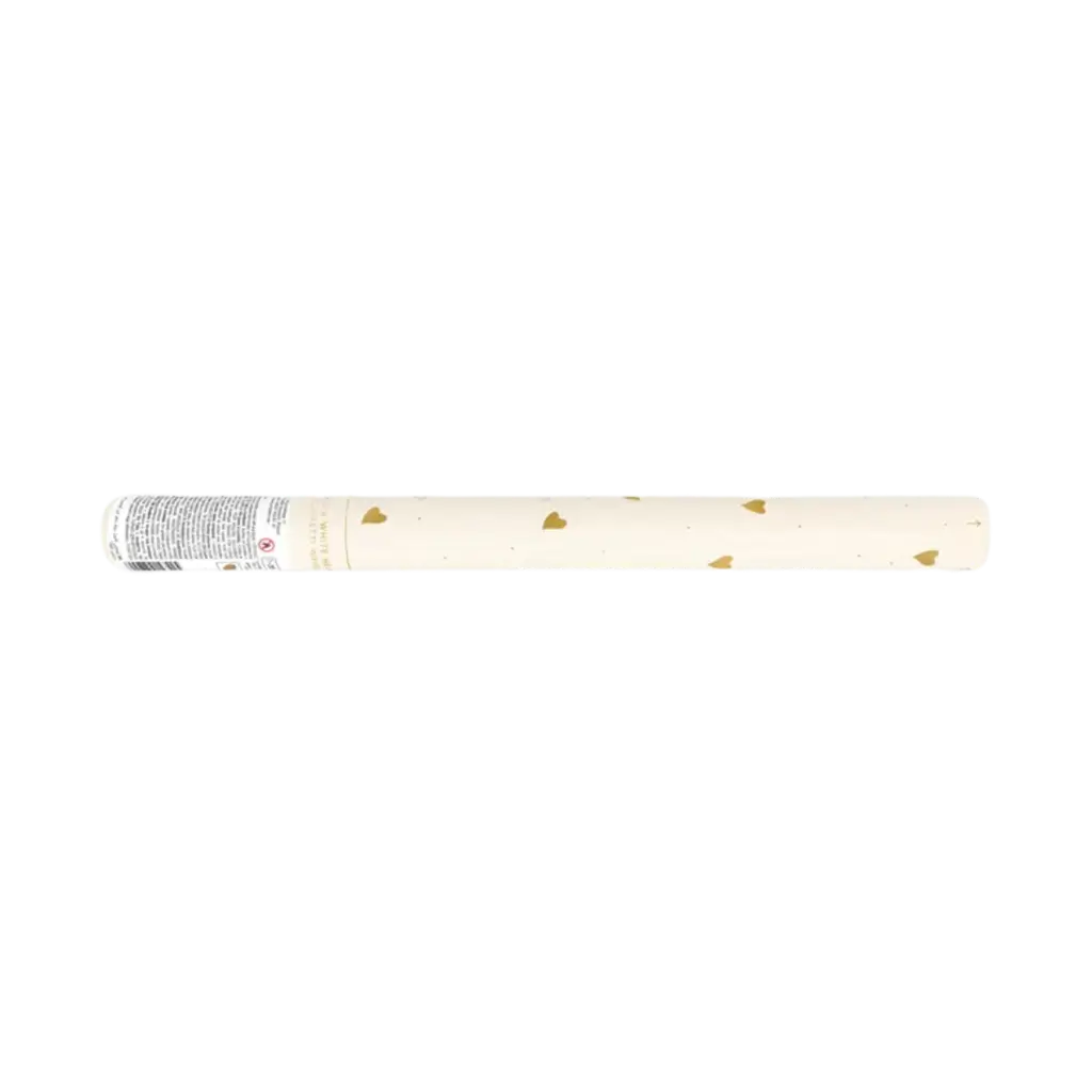 Cannone Coriandoli 35cm - Cuore Bianco/Oro 100% BIODEGRADABILE