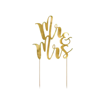 Cake topper Mr & Mrs, oro, 25,5 cm