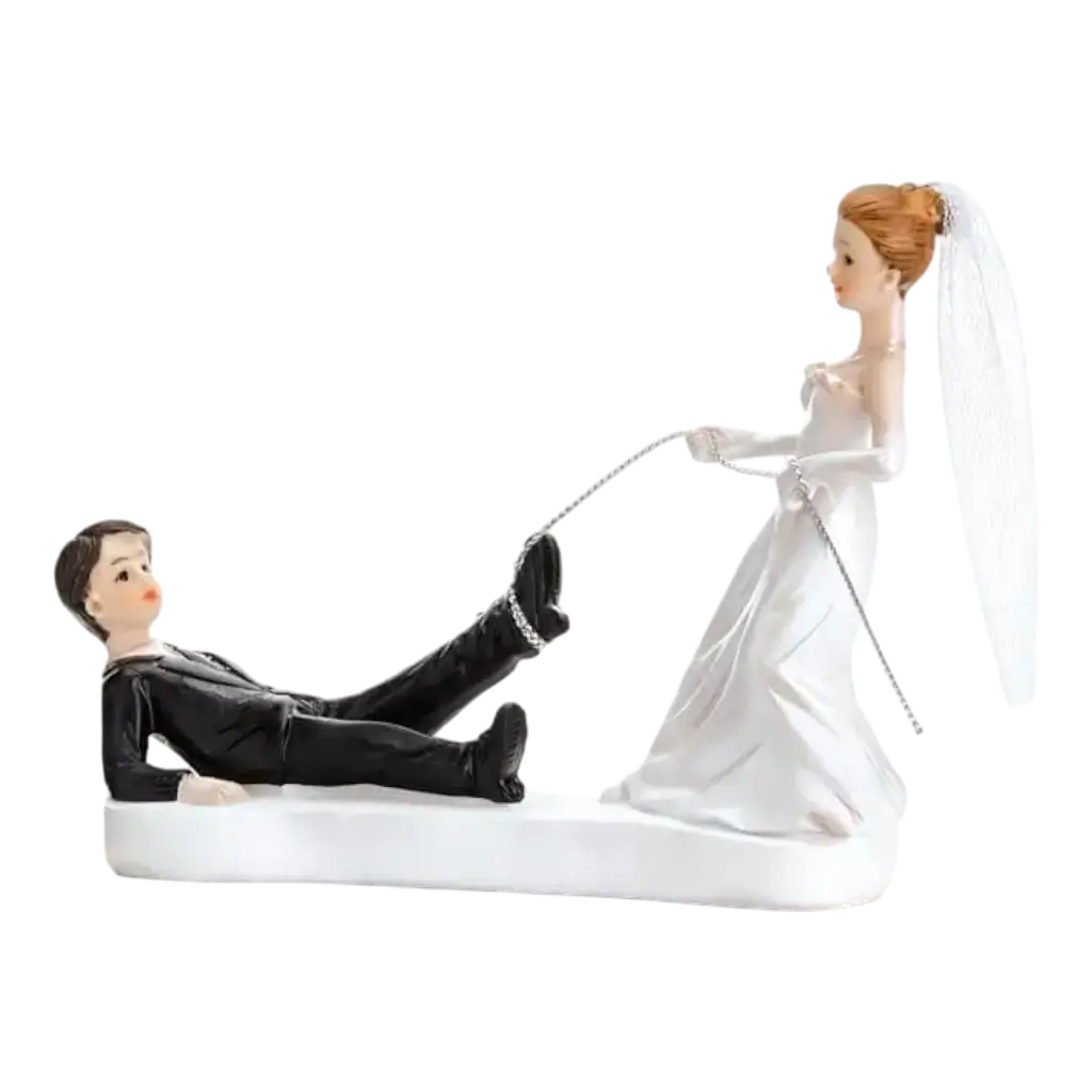 Figurina di matrimonio di coppia con corda ai piedi