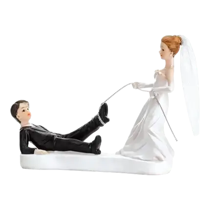 Figurina di matrimonio di coppia con corda ai piedi