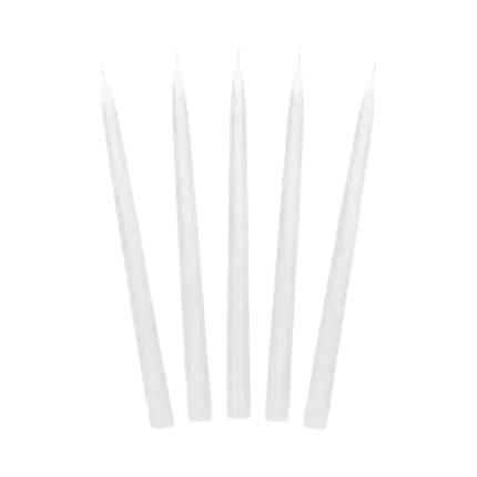 10 candele coniche bianche opache - 24 cm