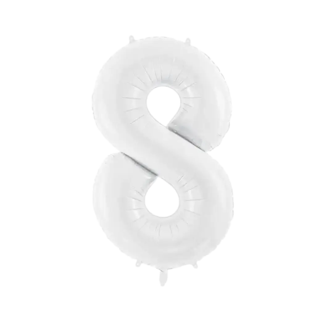 Palloncino compleanno numero 8 bianco 86 cm