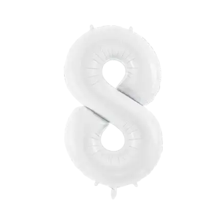 Palloncino compleanno numero 8 bianco 86 cm