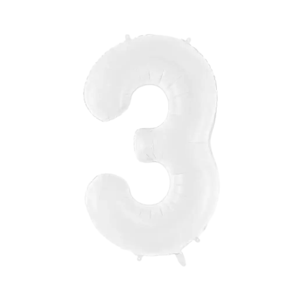 Palloncino compleanno numero 3 bianco 86 cm