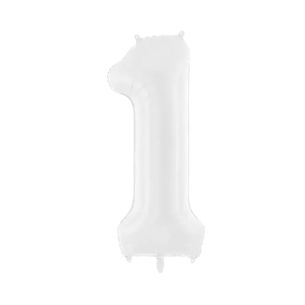 Palloncino compleanno numero 1 bianco 86 cm