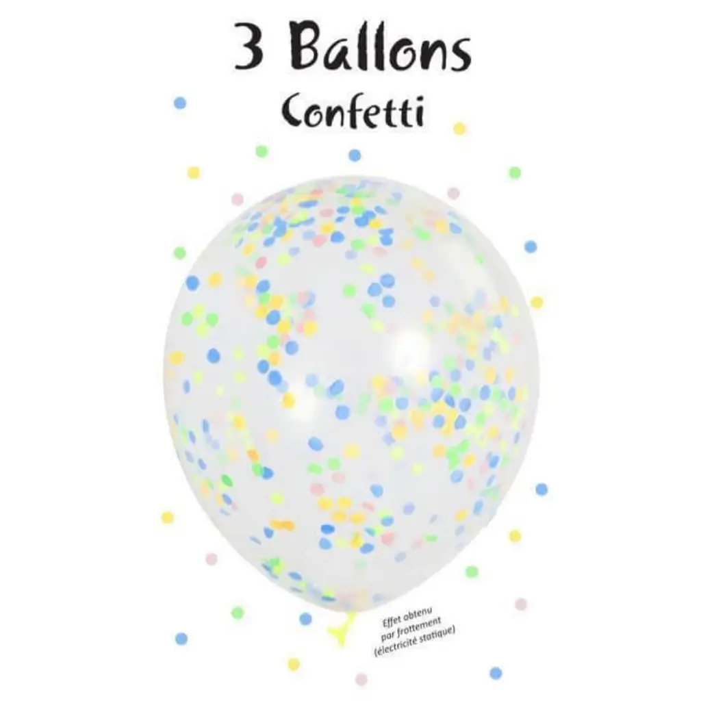 Set di 3 palloncini a coriandoli multicolore