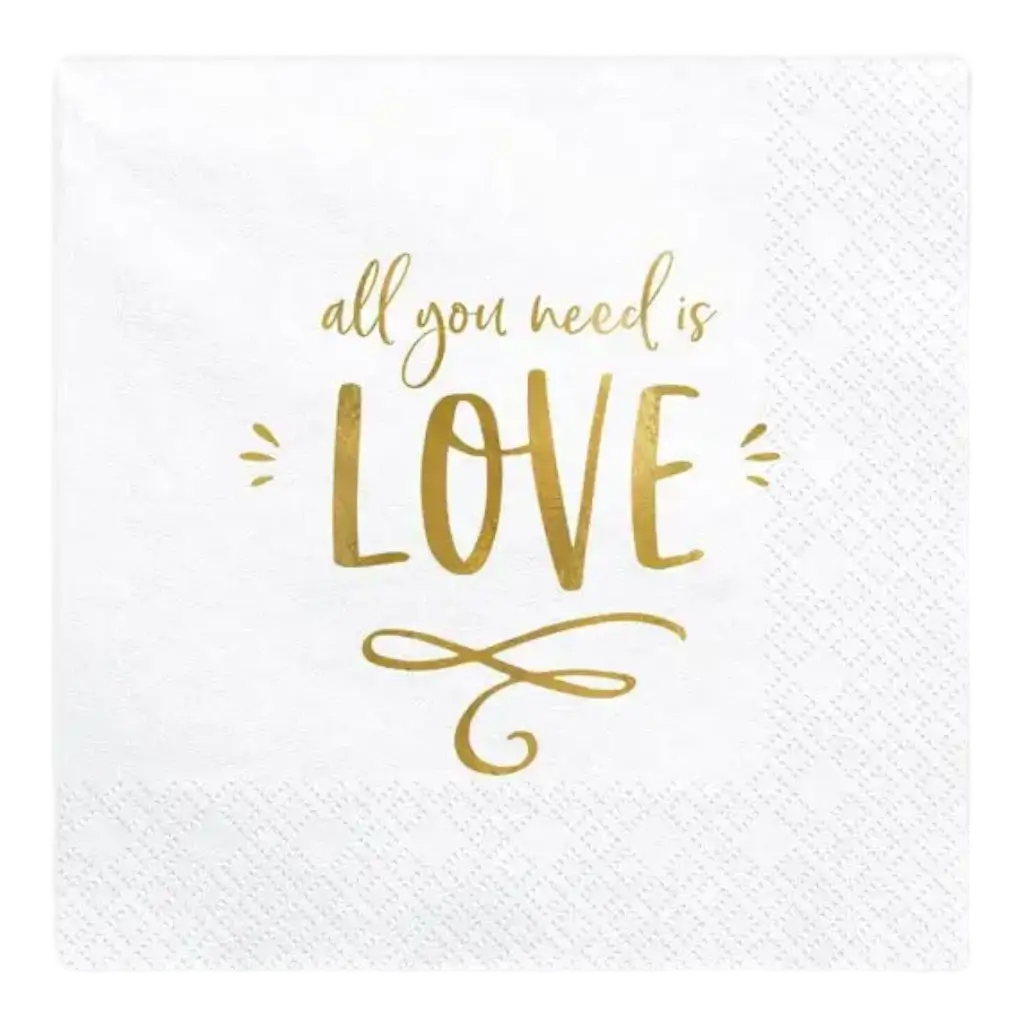 Asciugamano di carta bianco All you need is love (set da 20)
