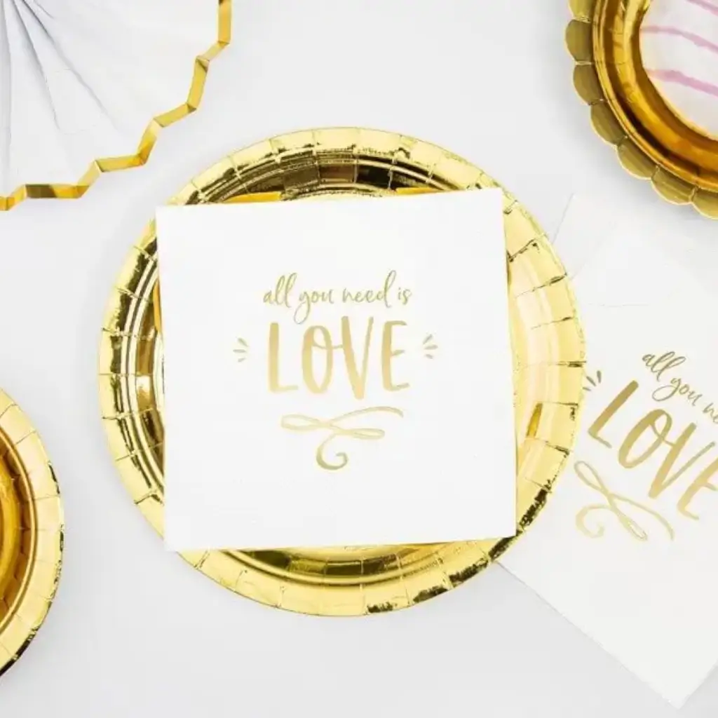 Asciugamano di carta bianco All you need is love (set da 20)