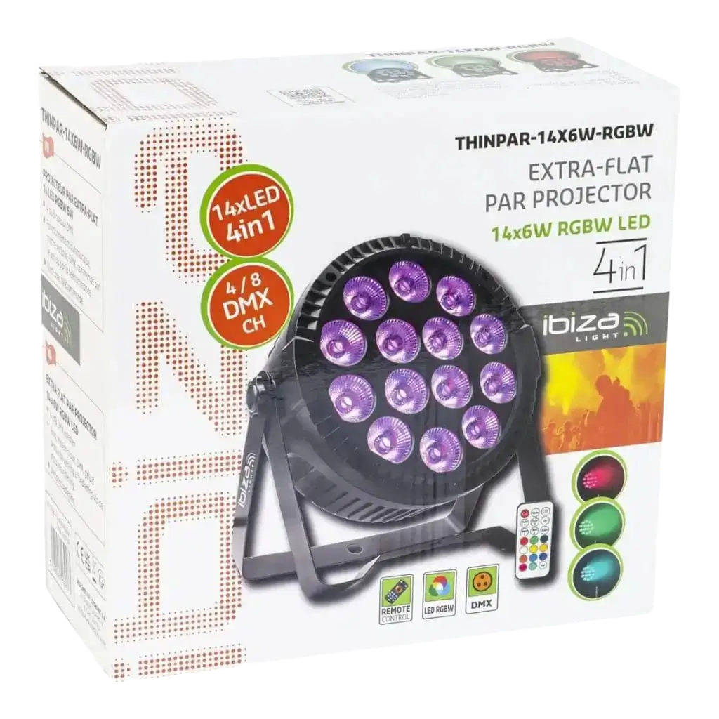 Proiettore PAR piatto a 14 LED RGBW
