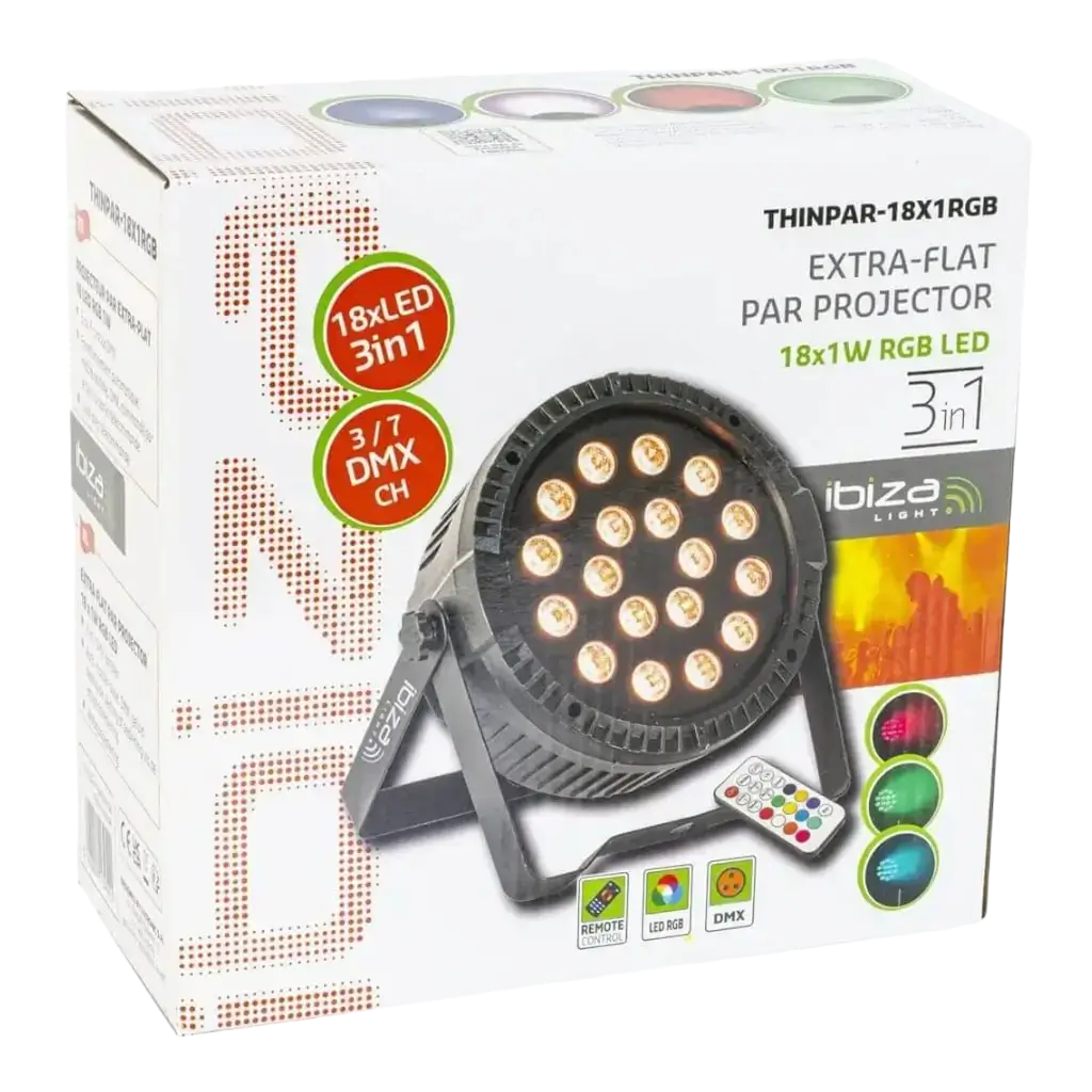 Proiettore PAR piatto a 18 LED RGBW