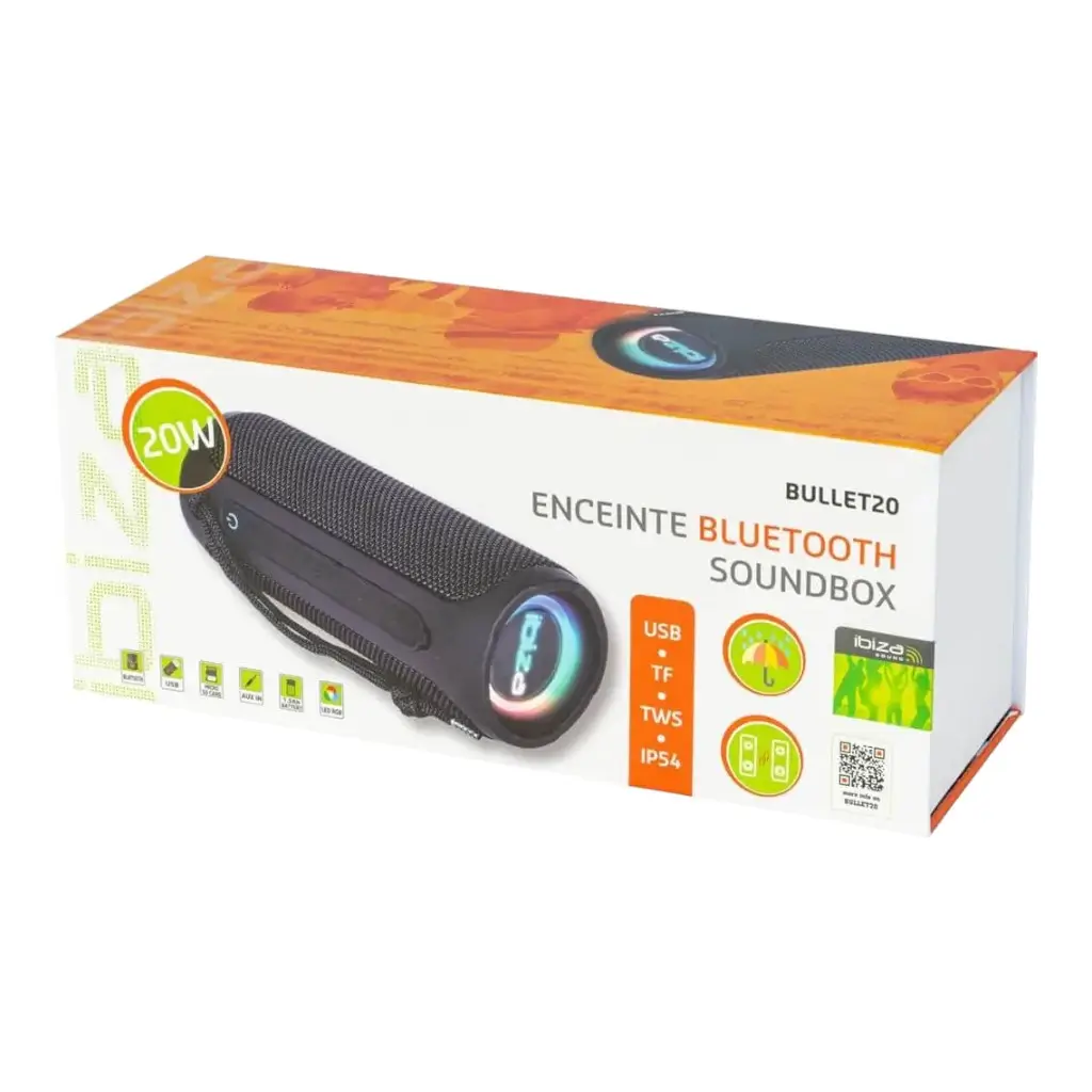 Altoparlante bluetooth a LED Ibiza BULLET20