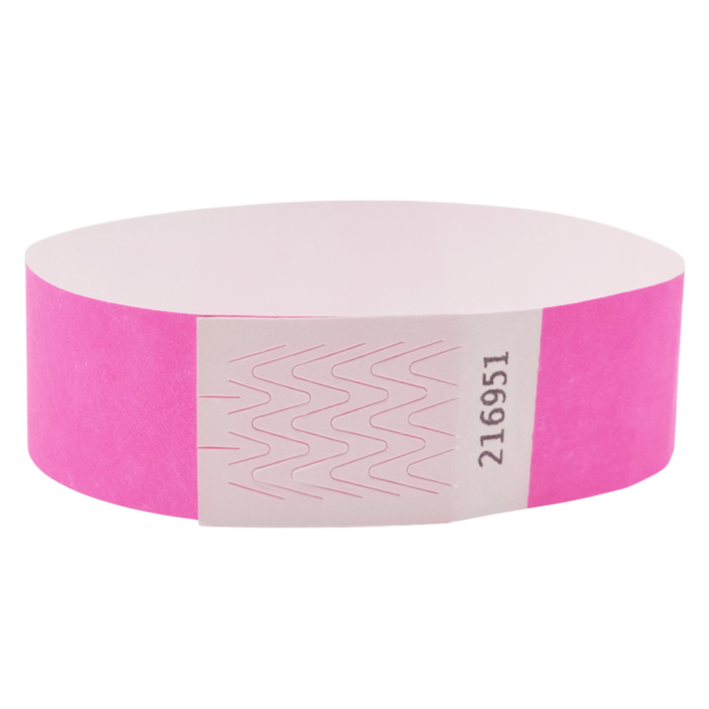 Braccialetto in Tyvek® di carta rosa fluo senza marcatura
