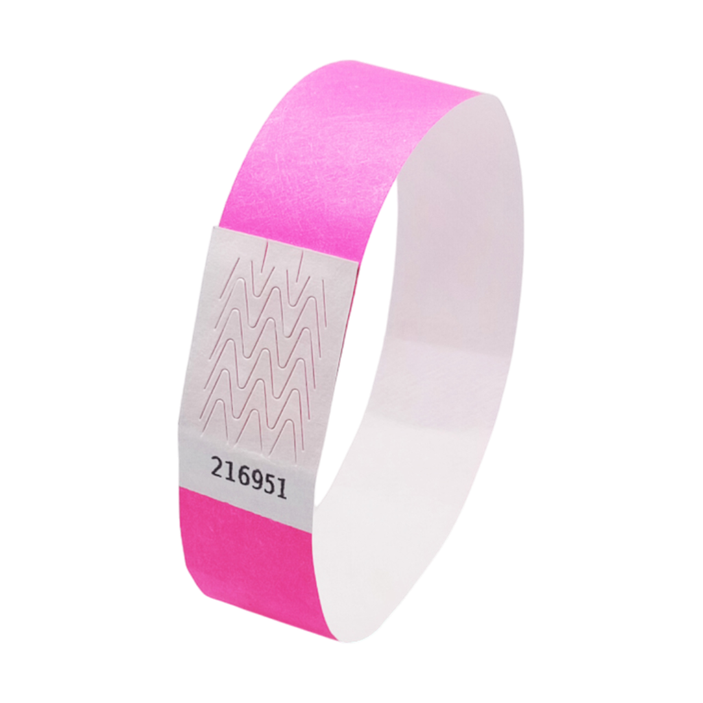 Braccialetto in Tyvek® di carta rosa fluo senza marcatura