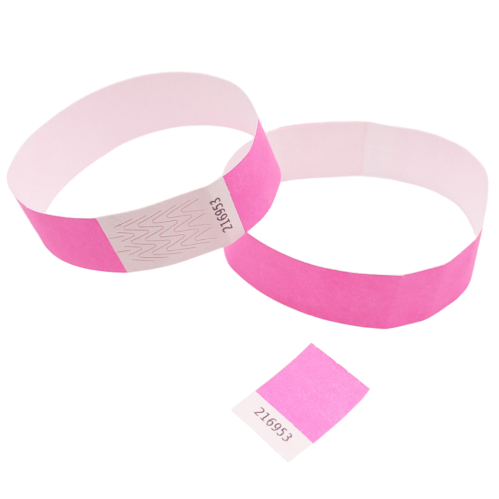 Braccialetto in Tyvek® di carta rosa fluo senza marcatura