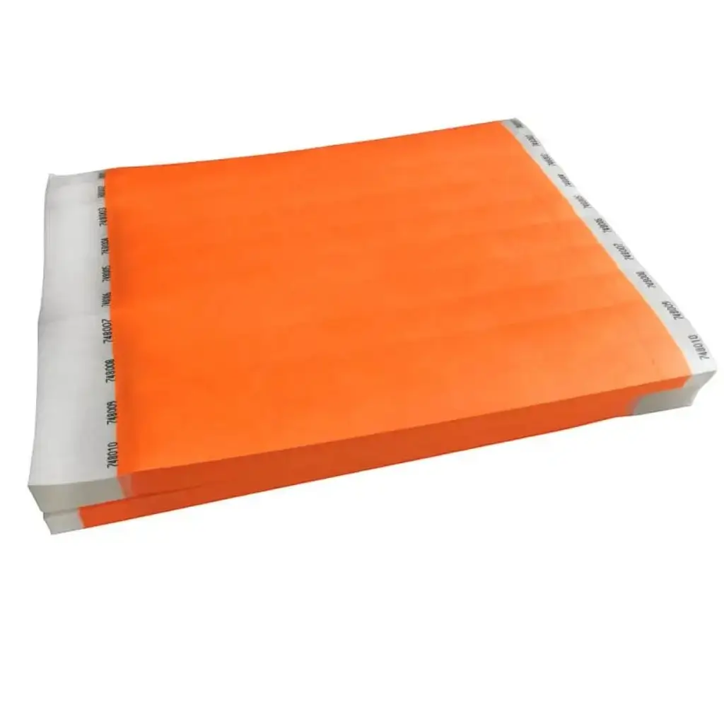 Braccialetto di carta arancione neon Tyvek® senza marcatura