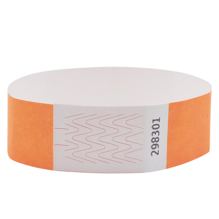 Braccialetto di carta arancione neon Tyvek® senza marcatura
