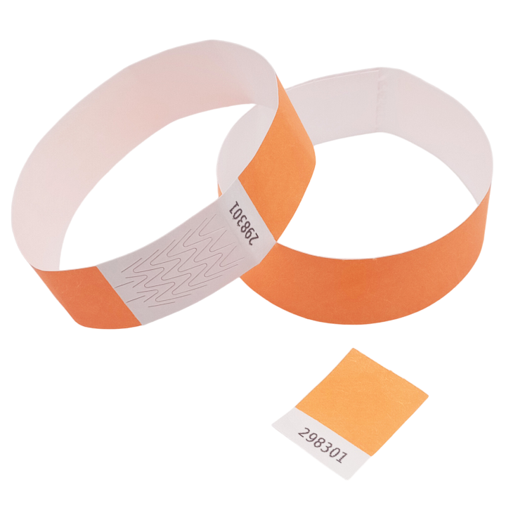 Braccialetto di carta arancione neon Tyvek® senza marcatura