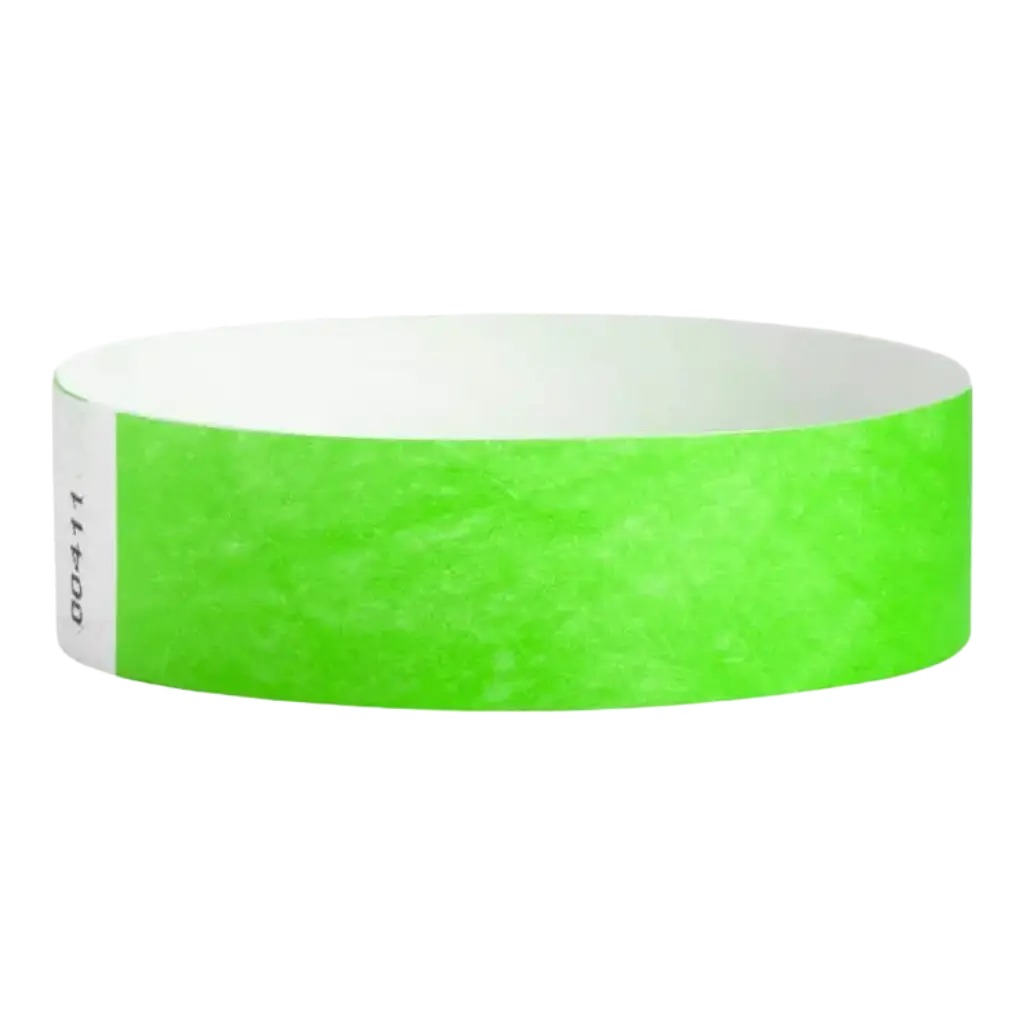 Braccialetto in Tyvek® di carta verde neon senza marcatura