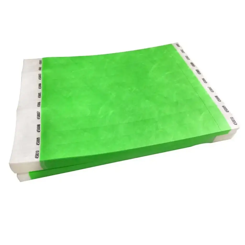 Braccialetto in Tyvek® di carta verde neon senza marcatura