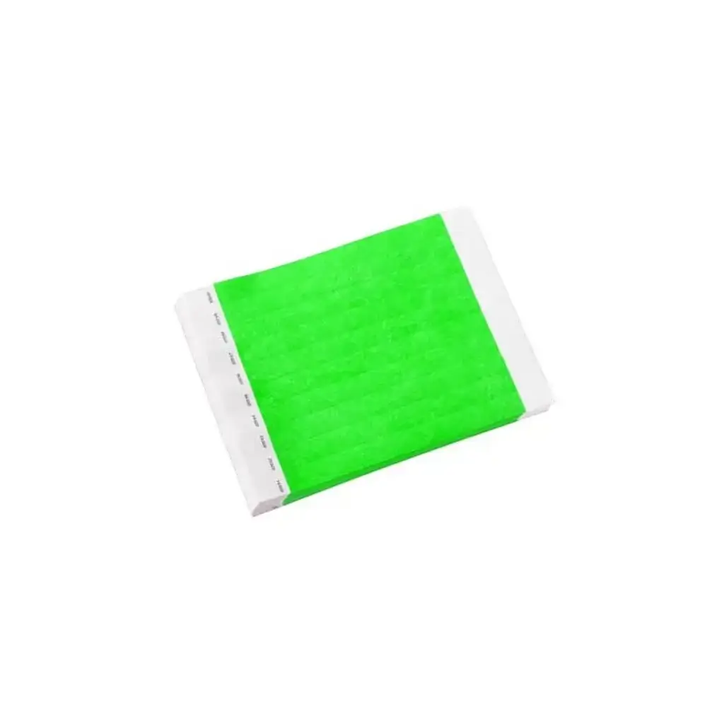 Braccialetto in Tyvek® di carta verde neon senza marcatura