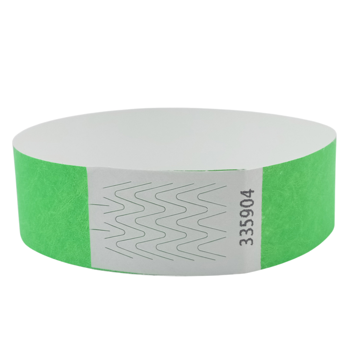 Braccialetto in Tyvek® di carta verde neon senza marcatura
