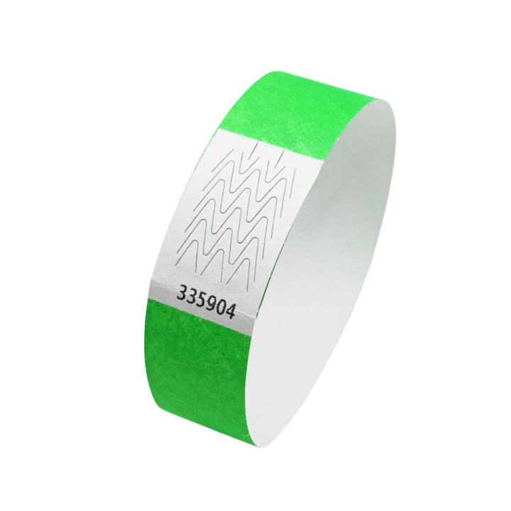 Braccialetto in Tyvek® di carta verde neon senza marcatura