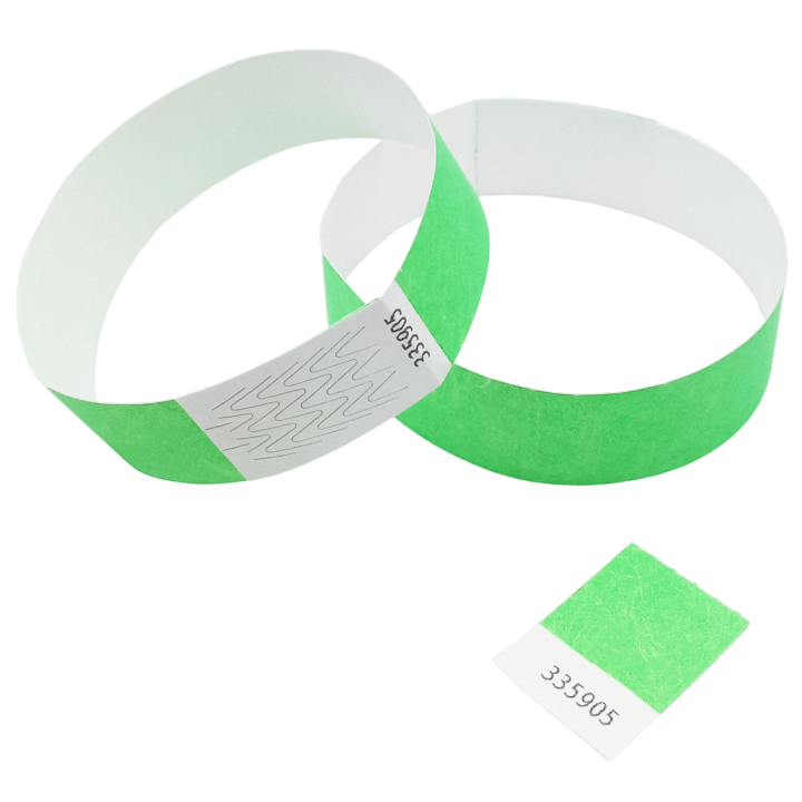 Braccialetto in Tyvek® di carta verde neon senza marcatura