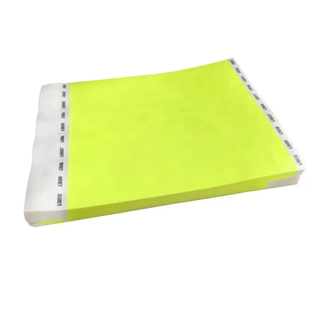 Braccialetto in Tyvek® di carta giallo neon senza marcatura